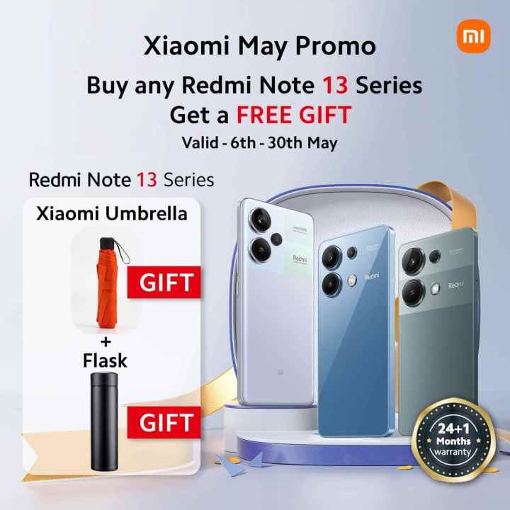 Xiaomi launches May promotion, offering exclusive deals and discounts on Redmi Note 13, Redmi 12, and Redmi A3 smartphones.